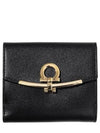 Gancini Leather Half Wallet Black - SALVATORE FERRAGAMO - BALAAN 2