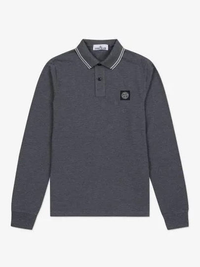 Slim Long Sleeve Cotton Polo Shirt Charcoal - STONE ISLAND - BALAAN 2