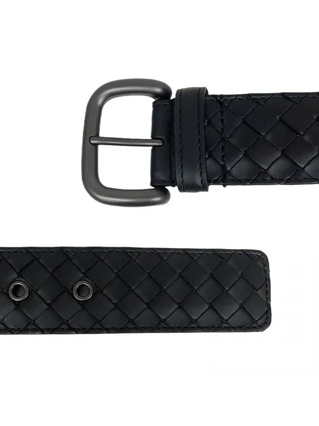 Men's Intrecciato Weaving Leather Belt Black - BOTTEGA VENETA - BALAAN 5