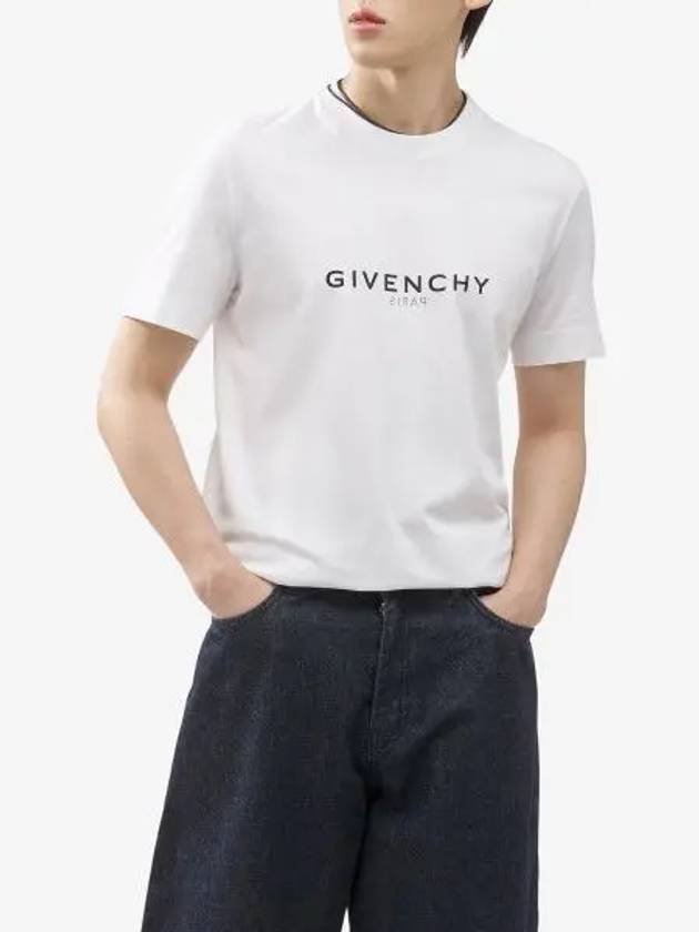 Men's Reverse Logo Round Slim Short Sleeve T-Shirt White - GIVENCHY - BALAAN 2