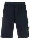 Men's OLD Treatment Logo Patch Cargo Bermuda Shorts Black - STONE ISLAND - BALAAN 3