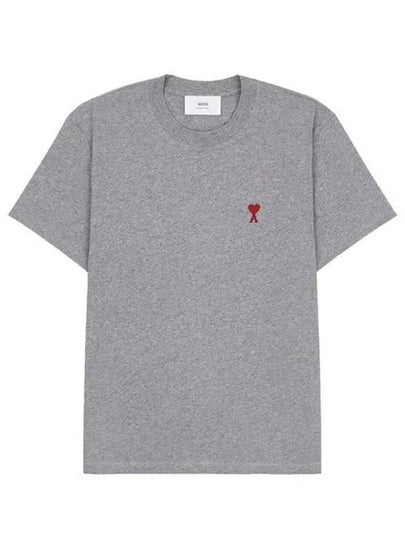 Small Heart Logo Short Sleeve T-Shirt Heather Grey - AMI - BALAAN 2