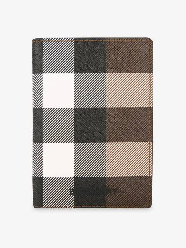 Checked Leather Card Wallet Dark Birch Brown - BURBERRY - BALAAN 3