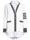 Milano Stitch Oxford Shirt Cardigan Set White - THOM BROWNE - BALAAN 3