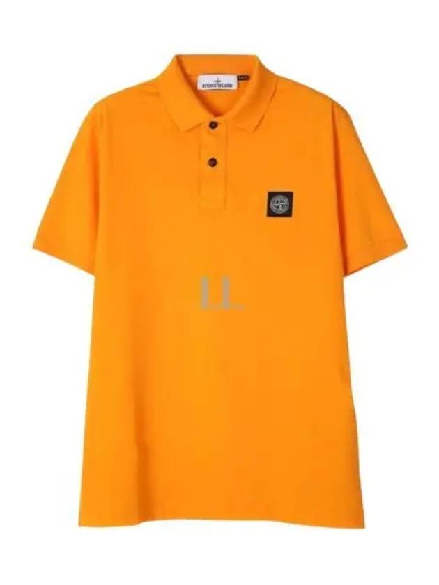 Men's Logo Patch Cotton Polo Shirt Orange - STONE ISLAND - BALAAN 2