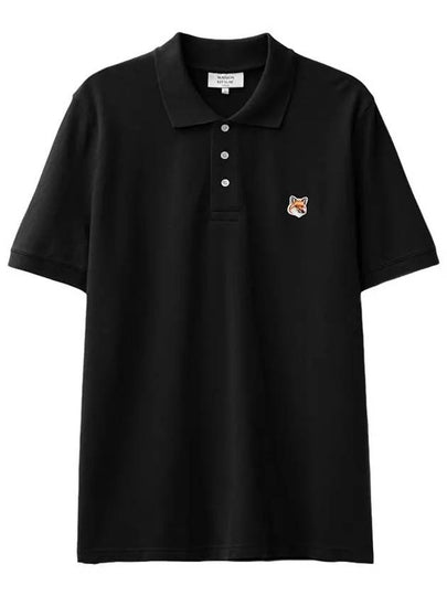 Fox Head Patch Cotton Polo Shirt Black - MAISON KITSUNE - BALAAN 2