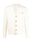 Embroided Logo Button Wool Cardigan Natural - VIVIENNE WESTWOOD - BALAAN 2