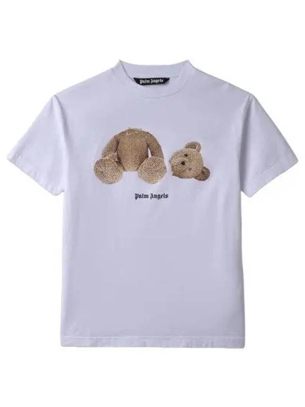Bear logo print short sleeve t shirt white - PALM ANGELS - BALAAN 1