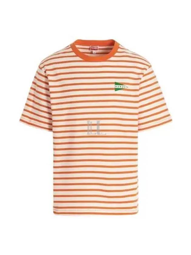 Nautical Stripes Oversized Cotton Short Sleeve T-Shirt Orange - KENZO - BALAAN 2