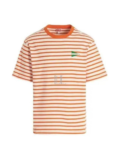 Nautical Stripes Oversized Cotton Short Sleeve T-Shirt Orange - KENZO - BALAAN 2