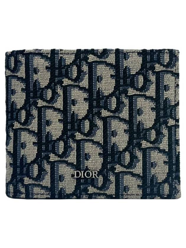 Compact Wallet Beige & Black  Oblique Jacquard - DIOR - BALAAN 3