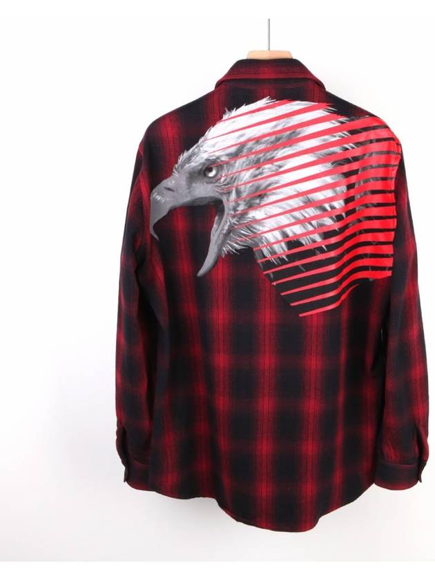 Eagle Print Flannel Shirt Red CMGA033F - MARCELO BURLON - BALAAN 1