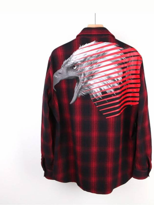 Eagle Print Flannel Shirt Red CMGA033F - MARCELO BURLON - BALAAN 1