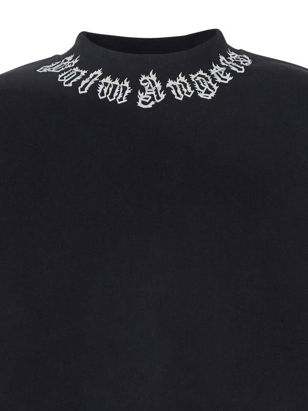 Black Crewneck Sweatshirt With Logo Lettering On The Neck In Cotton Man - PALM ANGELS - BALAAN 3