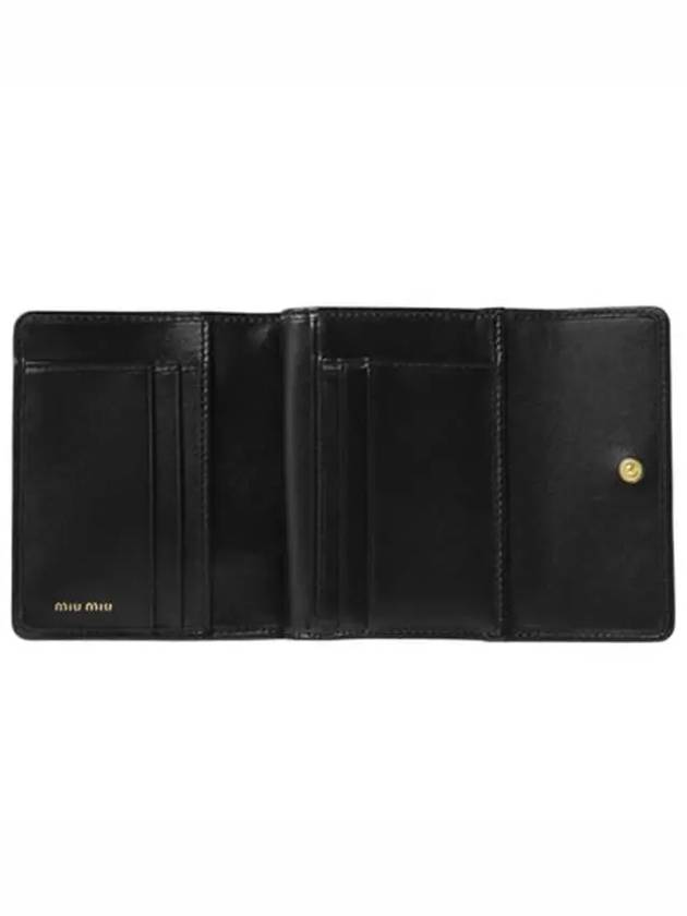 Logo Zipper Leather Card Wallet Black - MIU MIU - BALAAN 5