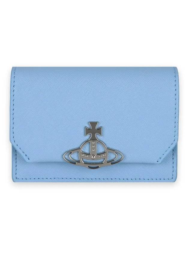 ORB Saffiano Card Wallet Light Blue - VIVIENNE WESTWOOD - BALAAN 1