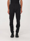 Stretch Cotton Wool Satin Straight Pants Black - STONE ISLAND - BALAAN 1