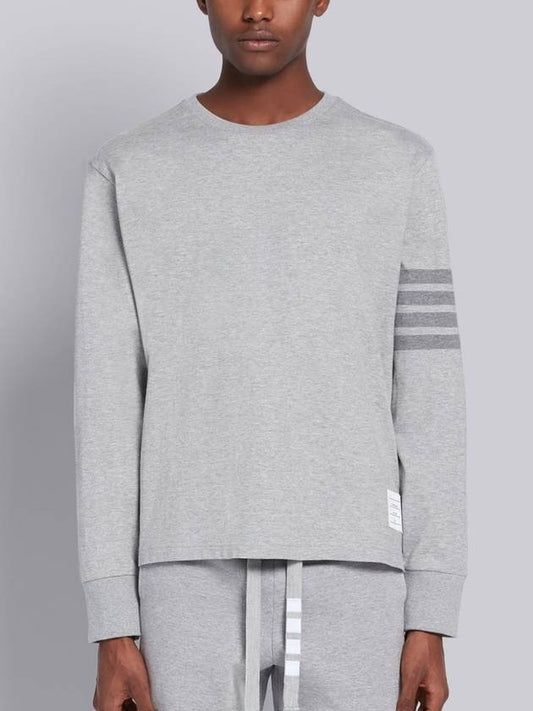 Men's Diagonal Armband Tonal Rugby Long Sleeve T-Shirt Gray - THOM BROWNE - BALAAN.