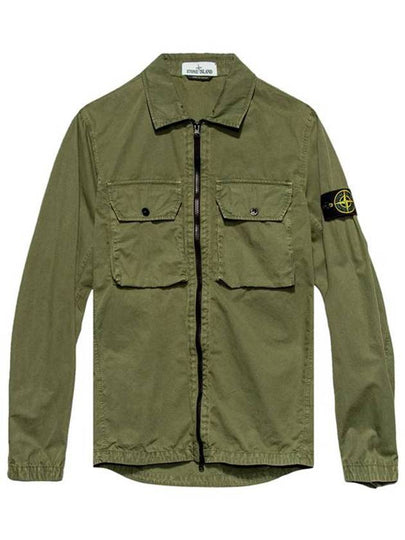 Wappen Patch Two Pocket Cotton Over Zip Up Jacket Sage Green - STONE ISLAND - BALAAN 2