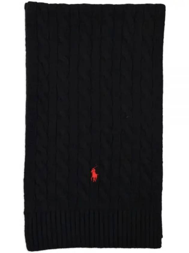 Cable Knit Muffler Black - POLO RALPH LAUREN - BALAAN 2