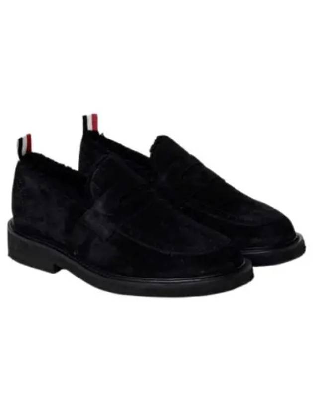 Shearling Lining Suede Penny Loafers Black - THOM BROWNE - BALAAN 2