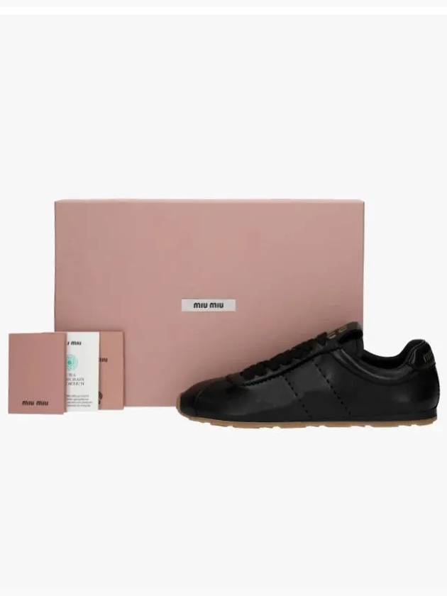 Plume Nappa Leather Low Top Sneakers Black - MIU MIU - BALAAN 4