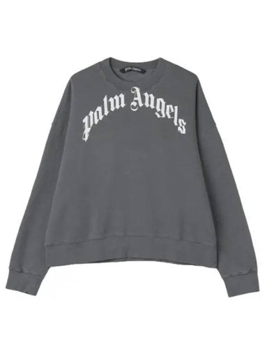 Curve Logo Sweatshirt Washed Black - PALM ANGELS - BALAAN 1