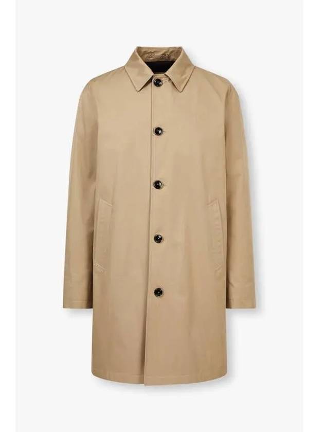 Men s Solid Cotton Single Coat Beige - HERNO - BALAAN 1