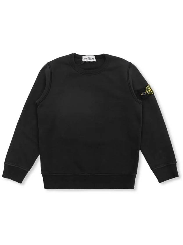 Kids Organic Cotton Fleece Sweatshirt Black - STONE ISLAND - BALAAN 2