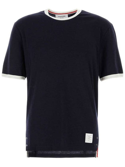 Ringer Wool Jersey Short Sleeve T-Shirt Navy - THOM BROWNE - BALAAN 2