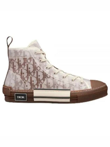 B23 Oblique Canvas High Top Sneakers Coffee - DIOR - BALAAN 1