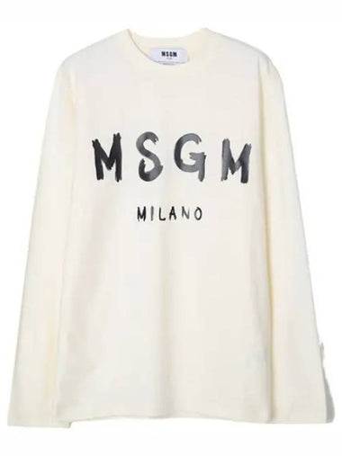 Brushed Logo Long Sleeve T Shirt Women - MSGM - BALAAN 1