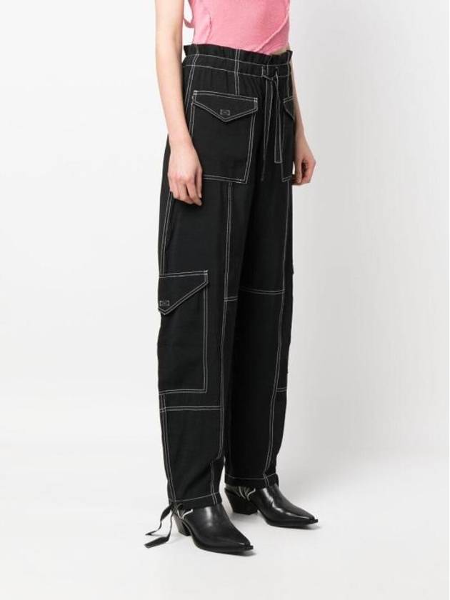 High Waist Cargo Track Pants Black - GANNI - BALAAN 3