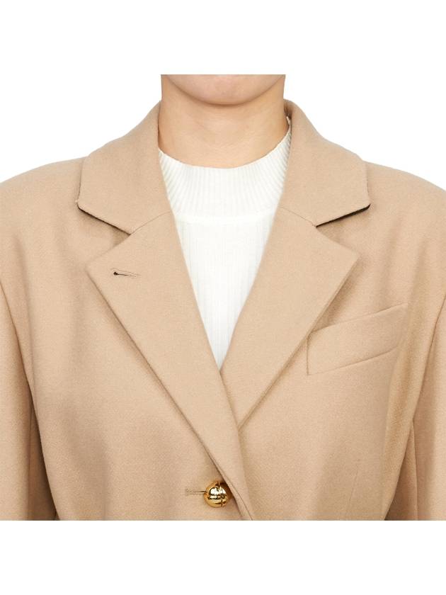 Sustainable Wool Cashmere Blend Tailored Single Coat Beige - PATOU - BALAAN 9