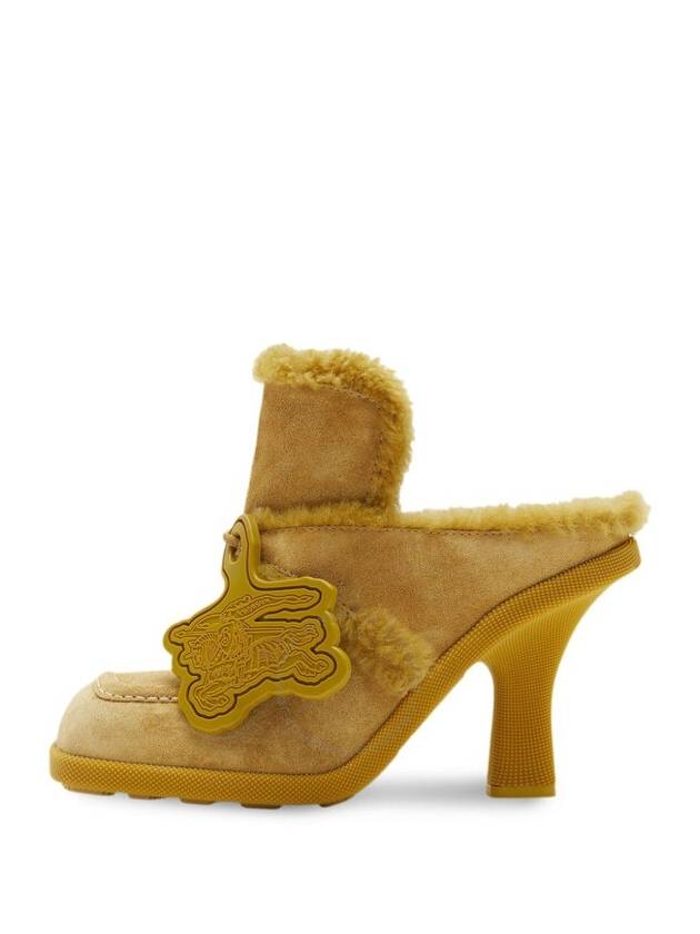 Highland shearling-trimmed suede mules in Manila yellow - BURBERRY - BALAAN 3