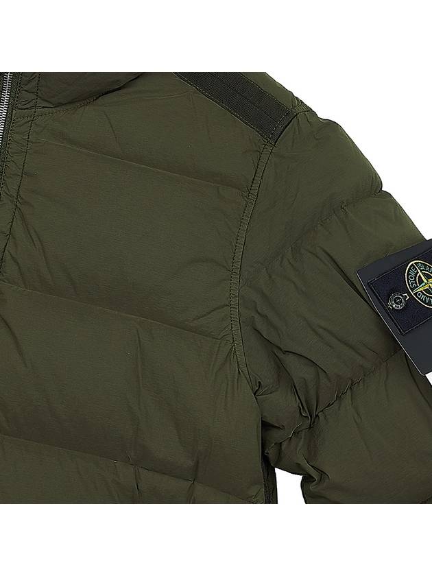 Seamless Logo Nylon Hooded Down Jacket Olive - STONE ISLAND - BALAAN 5