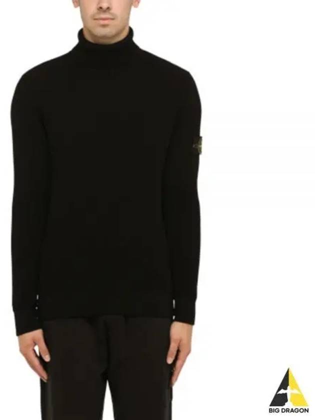 Men's Logo Patch Turtleneck Black - STONE ISLAND - BALAAN 2