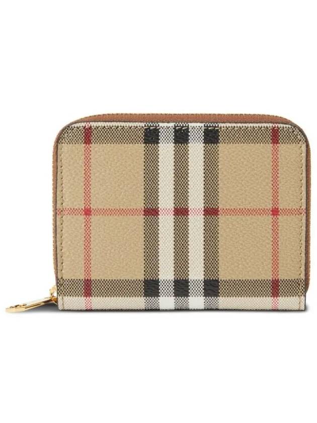 Check Leather Coin Wallet Beige - BURBERRY - BALAAN 3