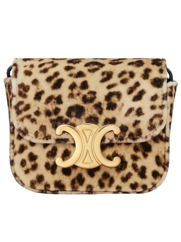 Mini Claude Leopard Print Velvet Cross Bag - CELINE - BALAAN 3