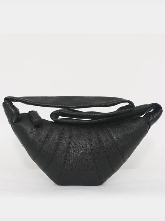 Soft Grained Leather Small Croissant Crossbody Bag Black - LEMAIRE - BALAAN 2