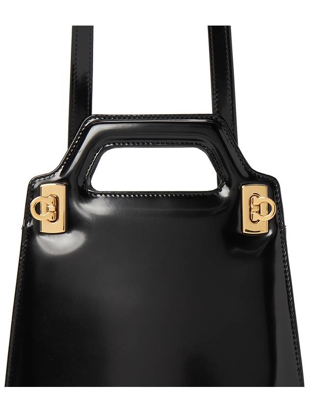 Wanda North South Mini Tote Bag Black - SALVATORE FERRAGAMO - BALAAN 9