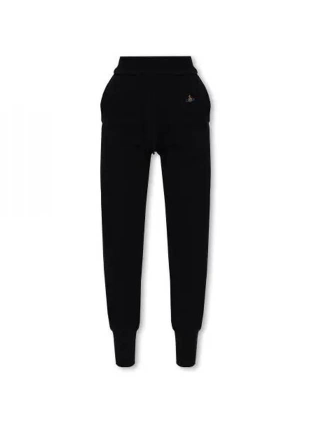 Embroidered Logo Knit Track Pants Black - VIVIENNE WESTWOOD - BALAAN 2