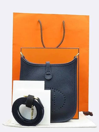 H069426CCAT Blue Nuit Indigo Color Clemence Leather Evelyn 16 Mini Cross Bag - HERMES - BALAAN 1