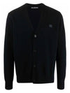 Keve Face Wool V-neck Cardigan Black - ACNE STUDIOS - BALAAN 2