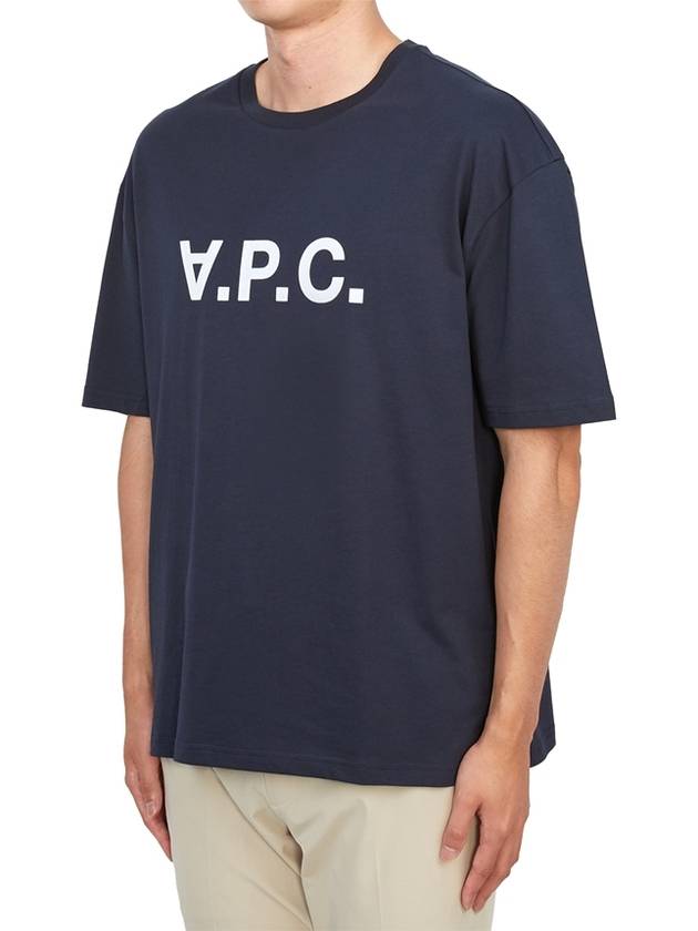 Logo Print Crew Neck Short Sleeve T-Shirt Navy - A.P.C. - BALAAN 3