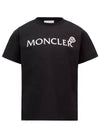 Kids Logo Short Sleeve T Shirt Black 8C00003 89AFV 999 12A 14A - MONCLER - BALAAN 1