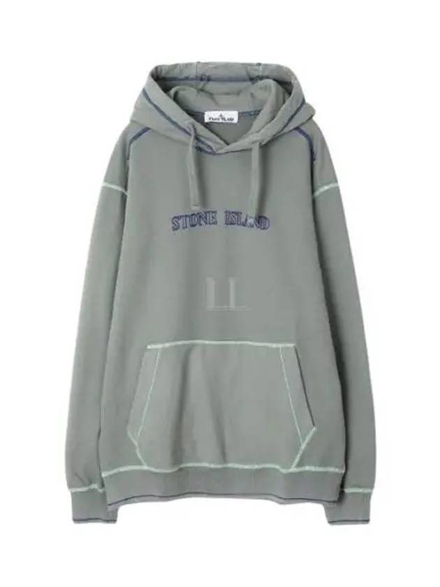 Brushed Cotton Fleece Hoodie Sage Green - STONE ISLAND - BALAAN 2