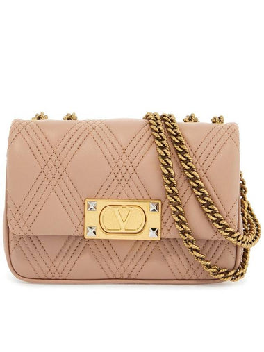 small shoulder bag in cinnamon pink with diamond pattern - VALENTINO - BALAAN 1