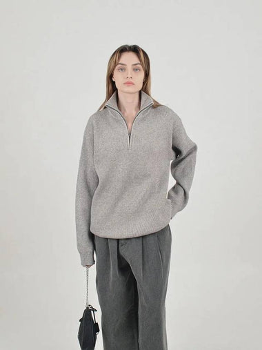 Modal Knit Half Zip Up Gray - CHANCE'S NOI - BALAAN 1