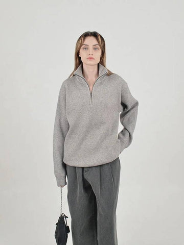 Modal Knit Half Zip Up Grey - CHANCE'S NOI - BALAAN 1